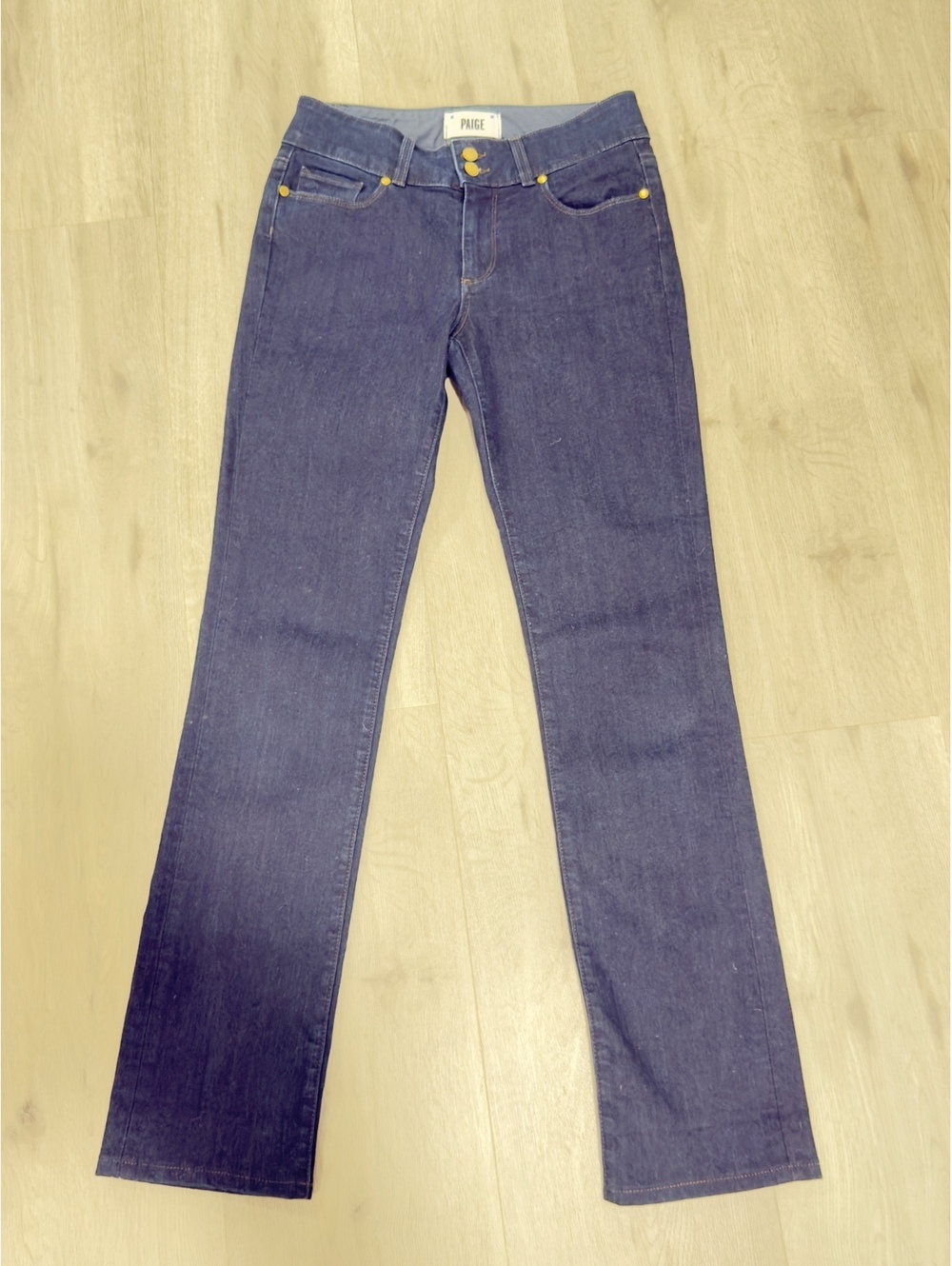 Paige Women Jeans Hidden Hills Straight Fit Dark Blue Denim Size 28